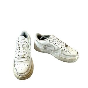 Nike Air Force 1 AF 1 82 Low (GS) Youth Shoes in White/White (Size 4.5)